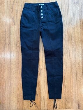 A.L.C. Black Button Front Skinny Pants Lace Up Ankle Size 0 High Rise